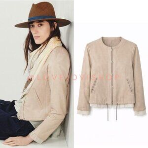 Avant Garde | Pas de Calais Leather and Linen Deconstructed Blush Jacket | Large